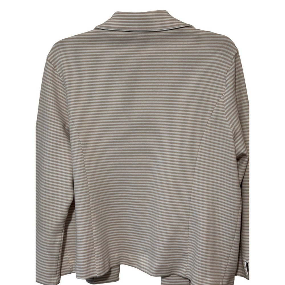 Drapers & Damons Petites Striped Knit Blazer Tan White Double Breasted Jacket PM - Picture 3 of 3